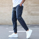 Tomáš – Pánské Joggingové Kalhoty Kostkované – Rovný Střih, Casual Streetwear, Jarní Volnočasové