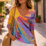 Maja | Vintage Barevná Patchwork Tričko