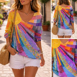 Maja | Vintage Barevná Patchwork Tričko