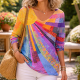 Maja | Vintage Barevná Patchwork Tričko