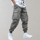 Tomáš – Pánské Cargo Joggingové Kalhoty – Fialové Streetwear Kalhoty s Kapsami na Zip a Náplety