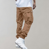 Tomáš – Pánské Cargo Joggingové Kalhoty – Fialové Streetwear Kalhoty s Kapsami na Zip a Náplety