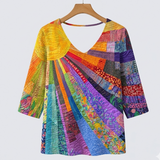 Maja | Vintage Barevná Patchwork Tričko