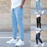 Tomáš – Pánské Joggingové Kalhoty Kostkované – Rovný Střih, Casual Streetwear, Jarní Volnočasové