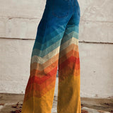 Léa - Elegantní Retro-Zigzag Kalhoty